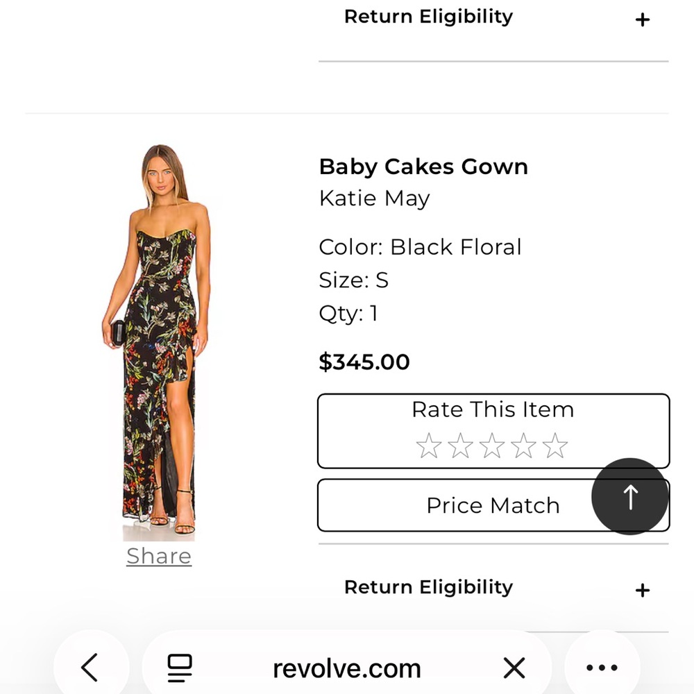 Katie May Black Floral Strapless Evening Gown